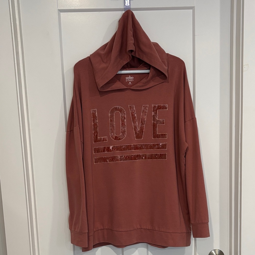 Soho Street New York & Co. Blush LOVE Graphic Hoodie Y2K - Picture 2 of 8